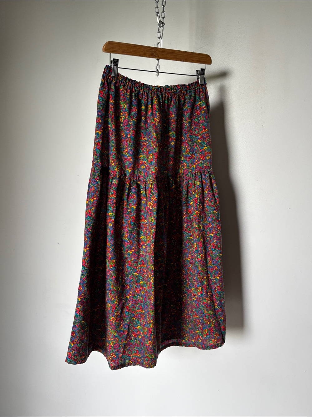 Vintage Tiered Floral Midi Skirt Multicolor Made in Australia